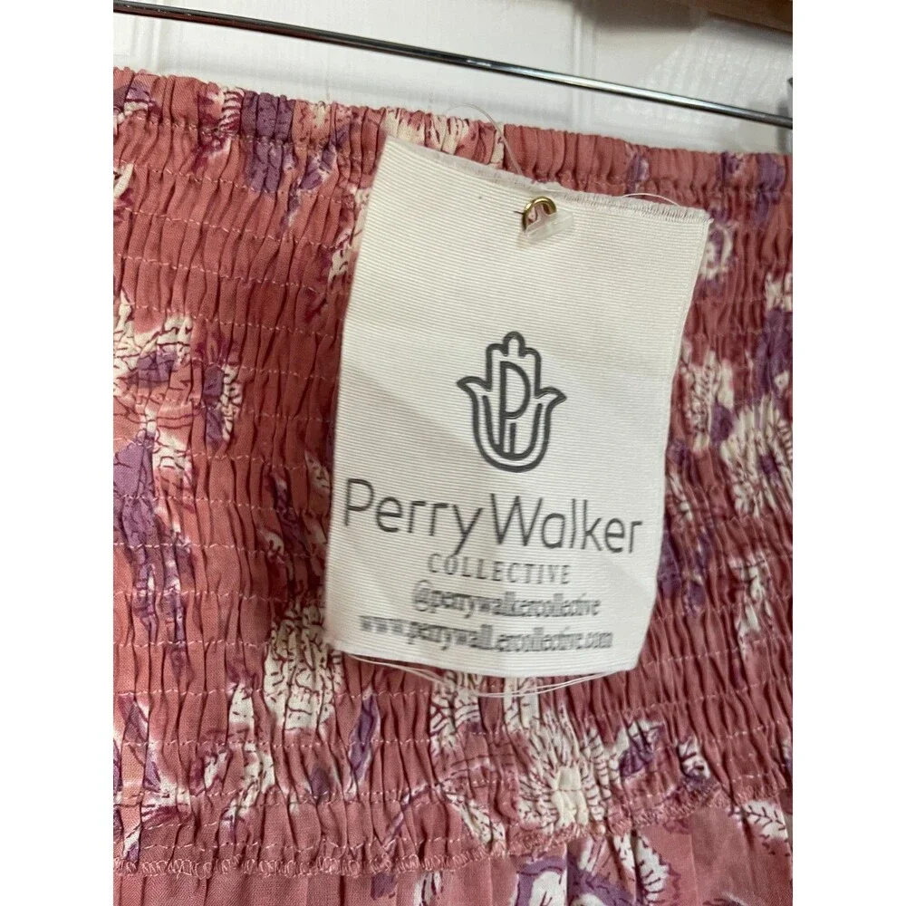 Perry Walker Collective Celia Smocked Waist Tiered Mini Skirt Pink Size 3/L